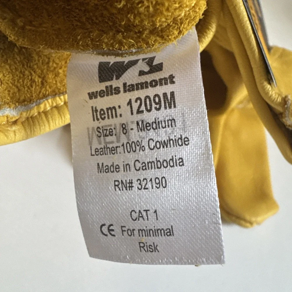 Cowhide Leather Wells Lamont Premium Leather Work Gloves M 100% Cowhide HVY Duty